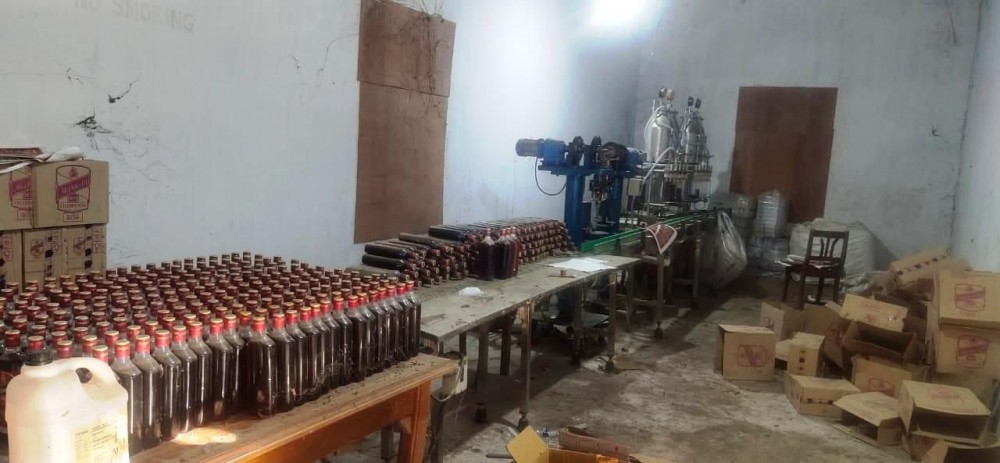 A section of the alleged ‘liquor bottling plant’ busted by security forces at 7th Mile Model village, Dimapur on September 2. (Photo: HQ IGAR N)